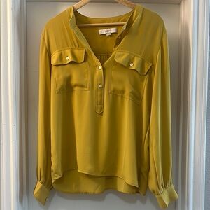 LOFT Mustard Button-Down Blouse